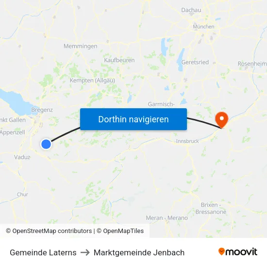 Gemeinde Laterns to Marktgemeinde Jenbach map