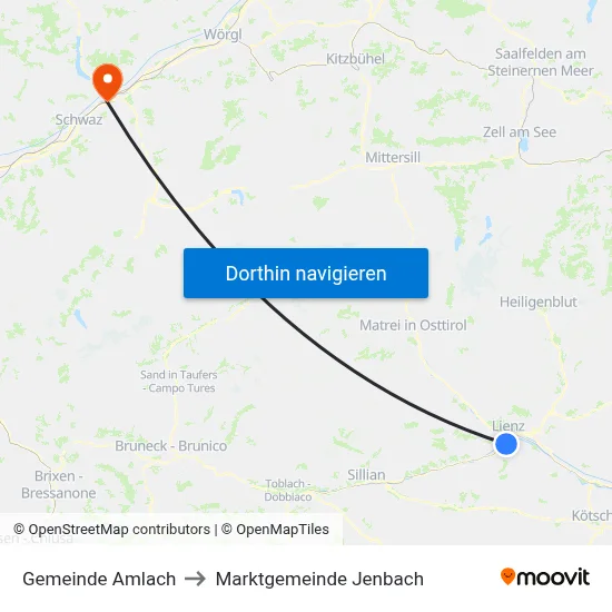 Gemeinde Amlach to Marktgemeinde Jenbach map