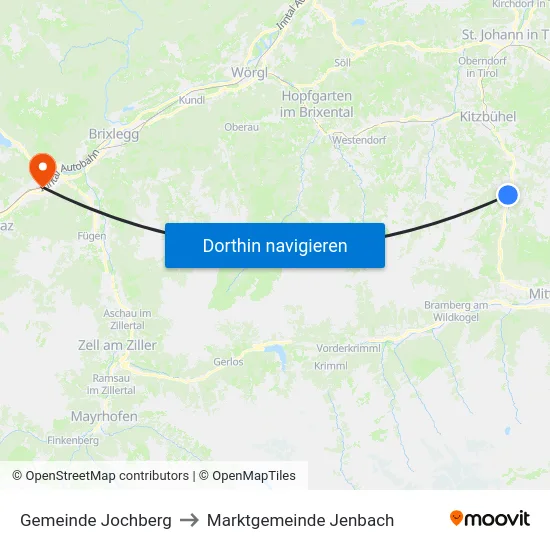 Gemeinde Jochberg to Marktgemeinde Jenbach map