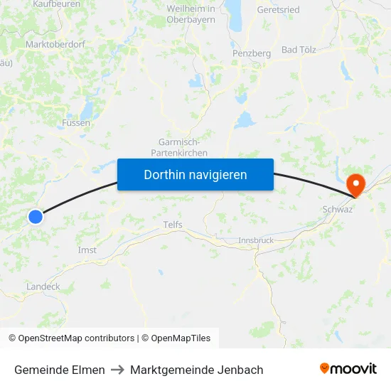 Gemeinde Elmen to Marktgemeinde Jenbach map
