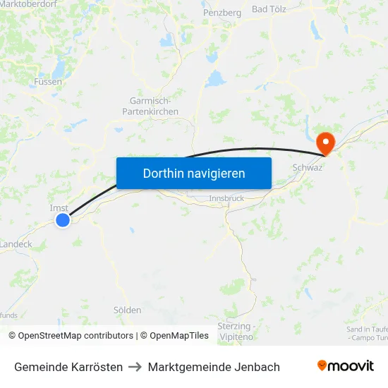 Gemeinde Karrösten to Marktgemeinde Jenbach map