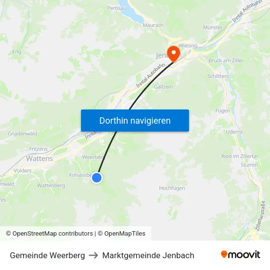 Gemeinde Weerberg to Marktgemeinde Jenbach map