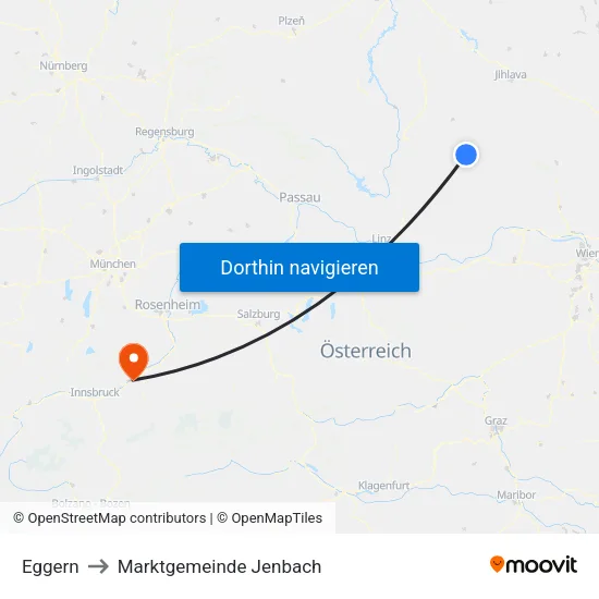 Eggern to Marktgemeinde Jenbach map