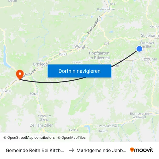 Gemeinde Reith Bei Kitzbühel to Marktgemeinde Jenbach map