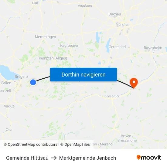 Gemeinde Hittisau to Marktgemeinde Jenbach map