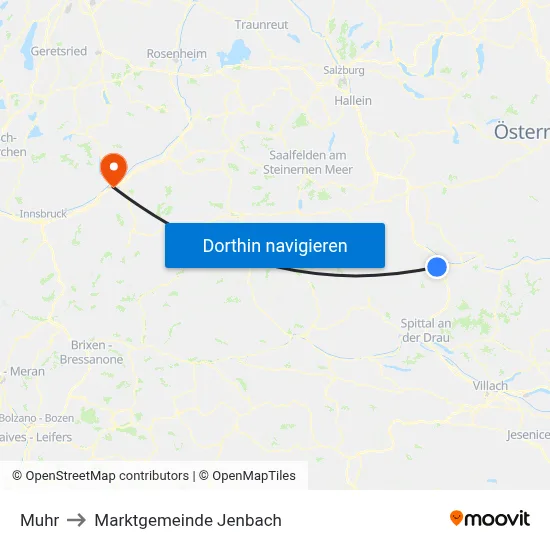 Muhr to Marktgemeinde Jenbach map