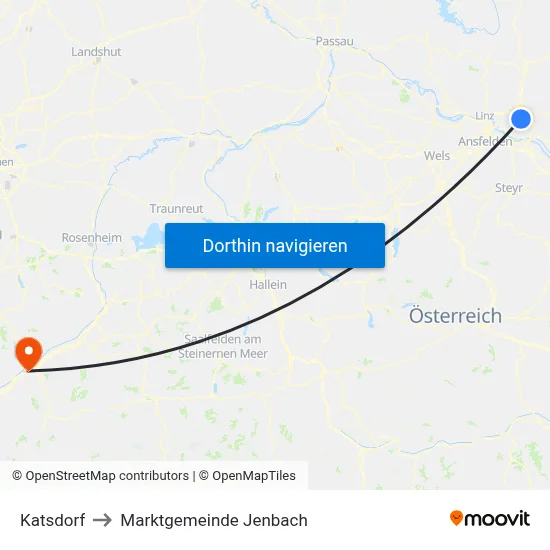 Katsdorf to Marktgemeinde Jenbach map