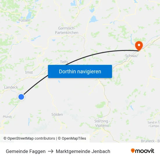 Gemeinde Faggen to Marktgemeinde Jenbach map