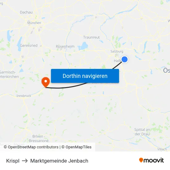 Krispl to Marktgemeinde Jenbach map