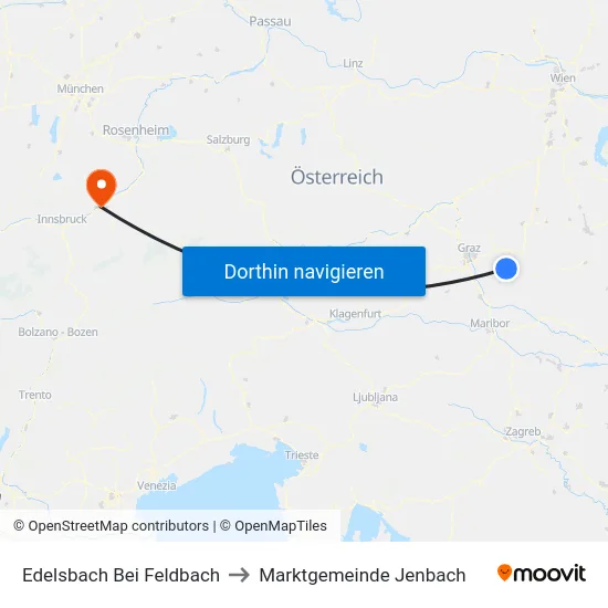 Edelsbach Bei Feldbach to Marktgemeinde Jenbach map