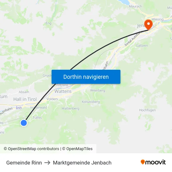Gemeinde Rinn to Marktgemeinde Jenbach map