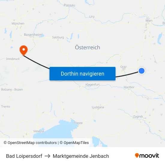 Bad Loipersdorf to Marktgemeinde Jenbach map