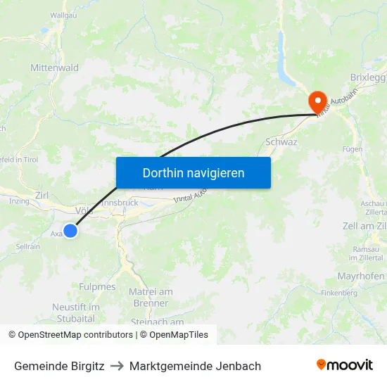 Gemeinde Birgitz to Marktgemeinde Jenbach map