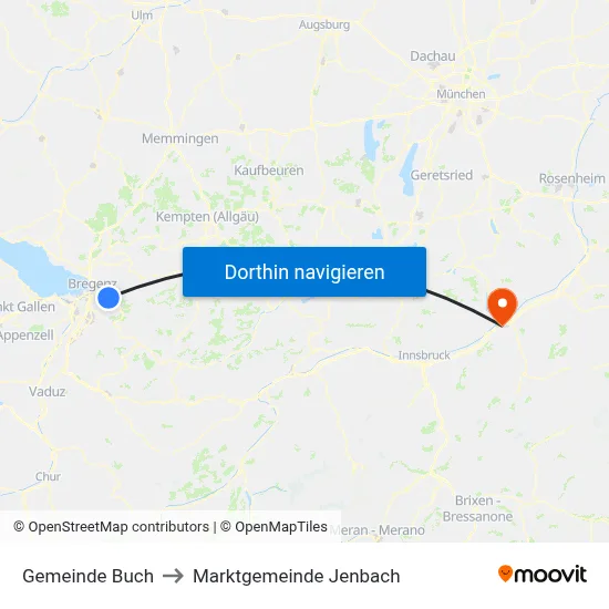 Gemeinde Buch to Marktgemeinde Jenbach map