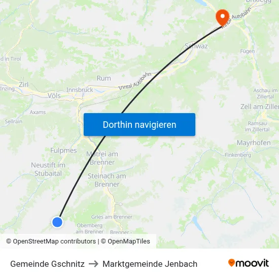 Gemeinde Gschnitz to Marktgemeinde Jenbach map
