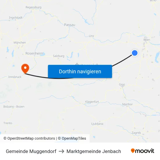 Gemeinde Muggendorf to Marktgemeinde Jenbach map