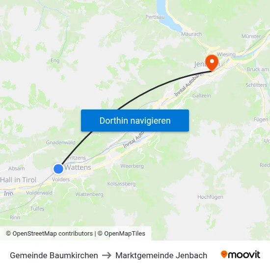 Gemeinde Baumkirchen to Marktgemeinde Jenbach map