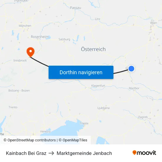 Kainbach Bei Graz to Marktgemeinde Jenbach map