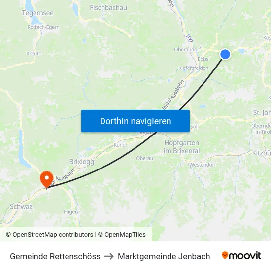 Gemeinde Rettenschöss to Marktgemeinde Jenbach map