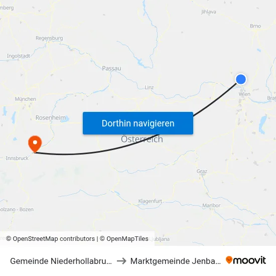 Gemeinde Niederhollabrunn to Marktgemeinde Jenbach map