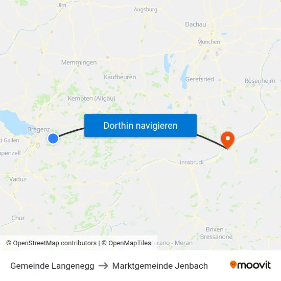 Gemeinde Langenegg to Marktgemeinde Jenbach map