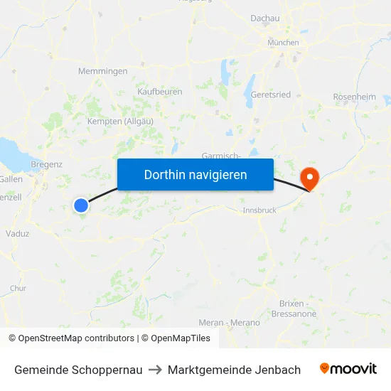 Gemeinde Schoppernau to Marktgemeinde Jenbach map
