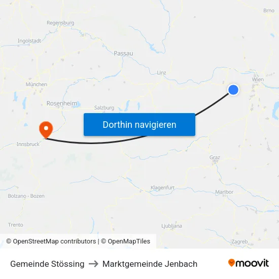 Gemeinde Stössing to Marktgemeinde Jenbach map