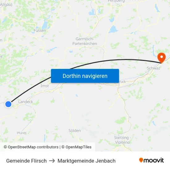 Gemeinde Flirsch to Marktgemeinde Jenbach map