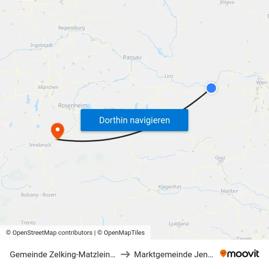 Gemeinde Zelking-Matzleinsdorf to Marktgemeinde Jenbach map