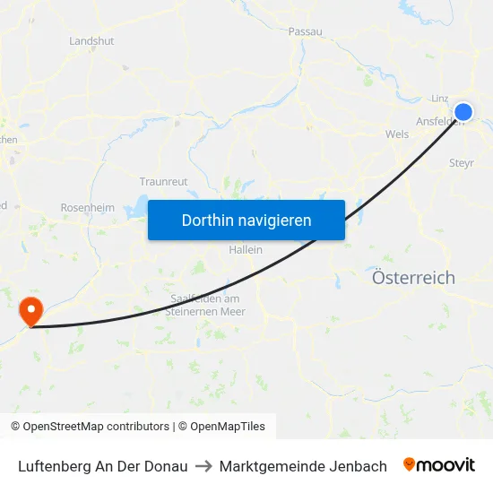 Luftenberg An Der Donau to Marktgemeinde Jenbach map