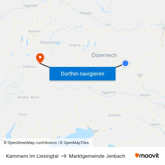 Kammern Im Liesingtal to Marktgemeinde Jenbach map