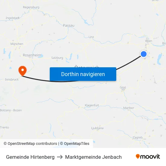 Gemeinde Hirtenberg to Marktgemeinde Jenbach map