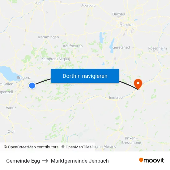 Gemeinde Egg to Marktgemeinde Jenbach map