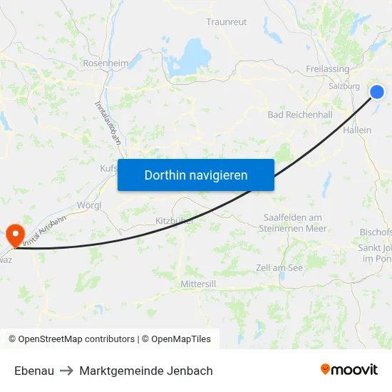 Ebenau to Marktgemeinde Jenbach map
