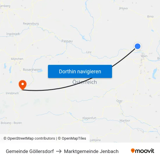 Gemeinde Göllersdorf to Marktgemeinde Jenbach map