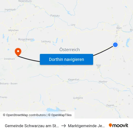 Gemeinde Schwarzau am Steinfeld to Marktgemeinde Jenbach map