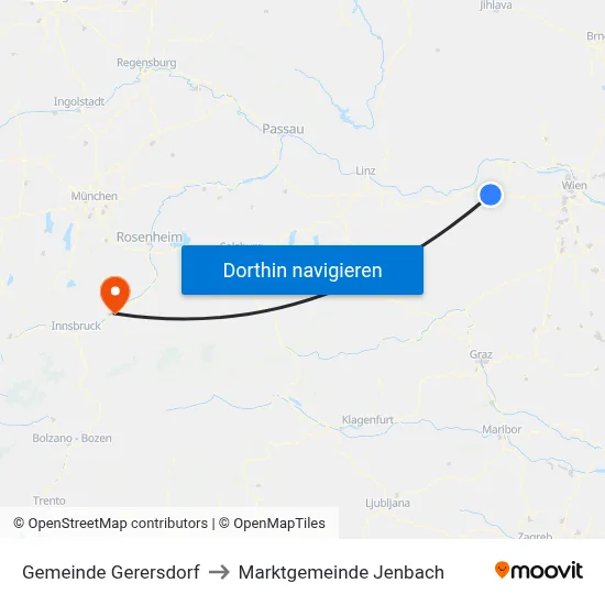 Gemeinde Gerersdorf to Marktgemeinde Jenbach map