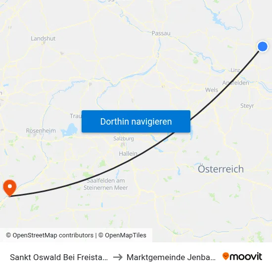 Sankt Oswald Bei Freistadt to Marktgemeinde Jenbach map