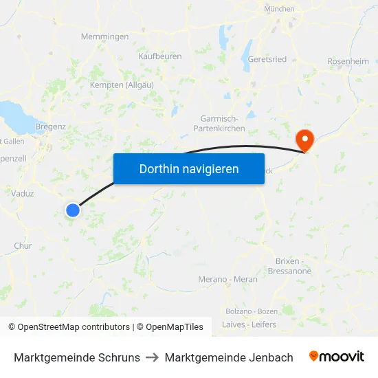 Marktgemeinde Schruns to Marktgemeinde Jenbach map