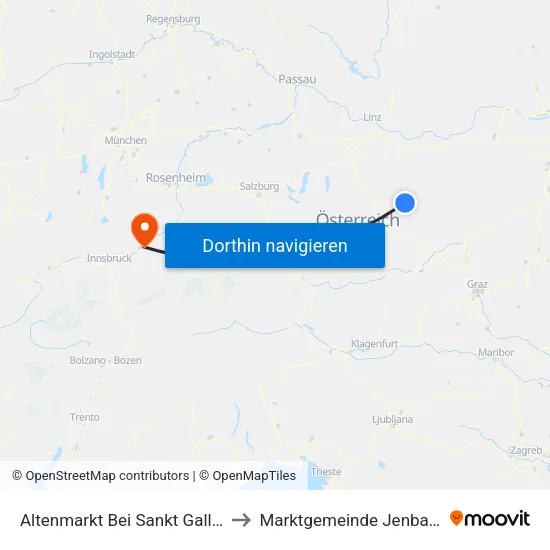 Altenmarkt Bei Sankt Gallen to Marktgemeinde Jenbach map