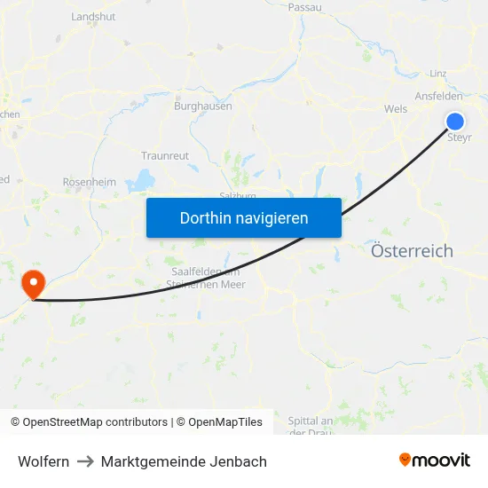Wolfern to Marktgemeinde Jenbach map