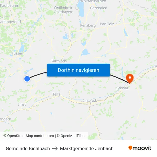 Gemeinde Bichlbach to Marktgemeinde Jenbach map