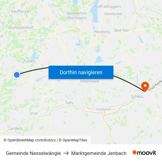 Gemeinde Nesselwängle to Marktgemeinde Jenbach map