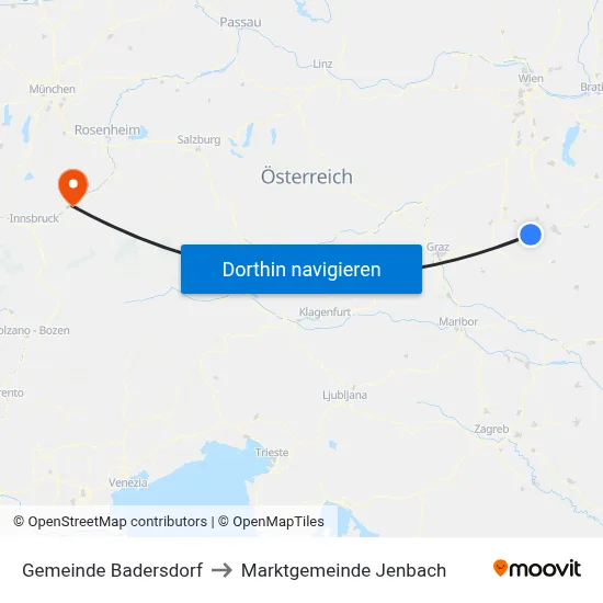 Gemeinde Badersdorf to Marktgemeinde Jenbach map