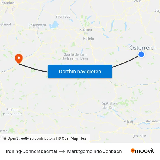 Irdning-Donnersbachtal to Marktgemeinde Jenbach map