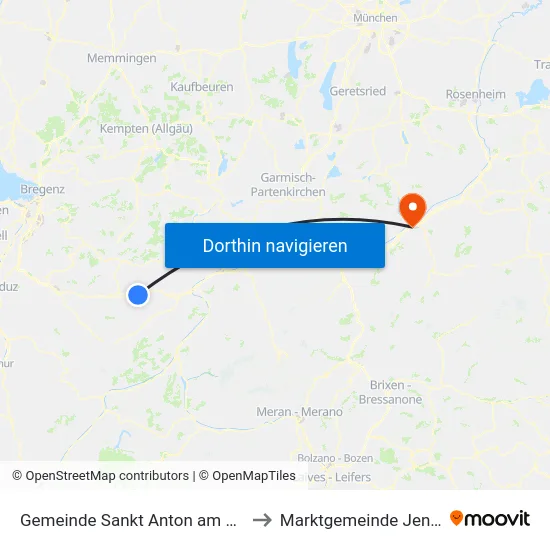Gemeinde Sankt Anton am Arlberg to Marktgemeinde Jenbach map