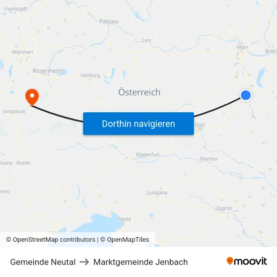 Gemeinde Neutal to Marktgemeinde Jenbach map