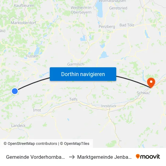 Gemeinde Vorderhornbach to Marktgemeinde Jenbach map