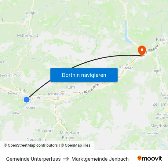Gemeinde Unterperfuss to Marktgemeinde Jenbach map