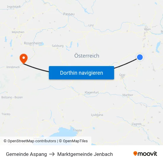 Gemeinde Aspang to Marktgemeinde Jenbach map